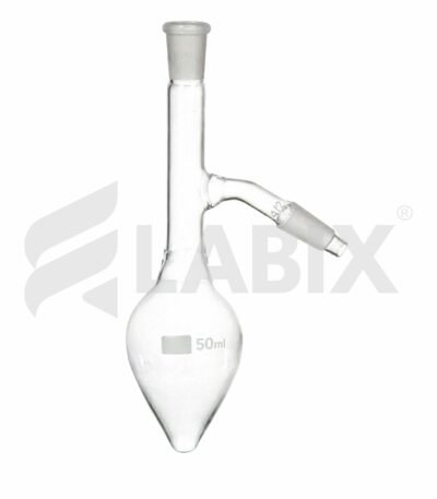 Pear shaped distillation flask with side arm for laboratory distillation