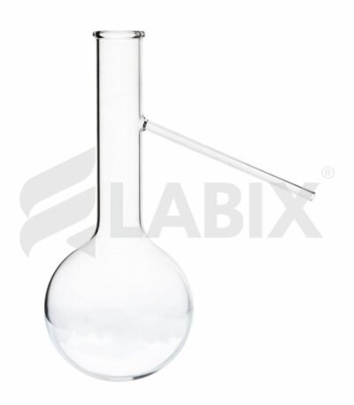 Laboratory distillation flask with side tube for chemical distillation