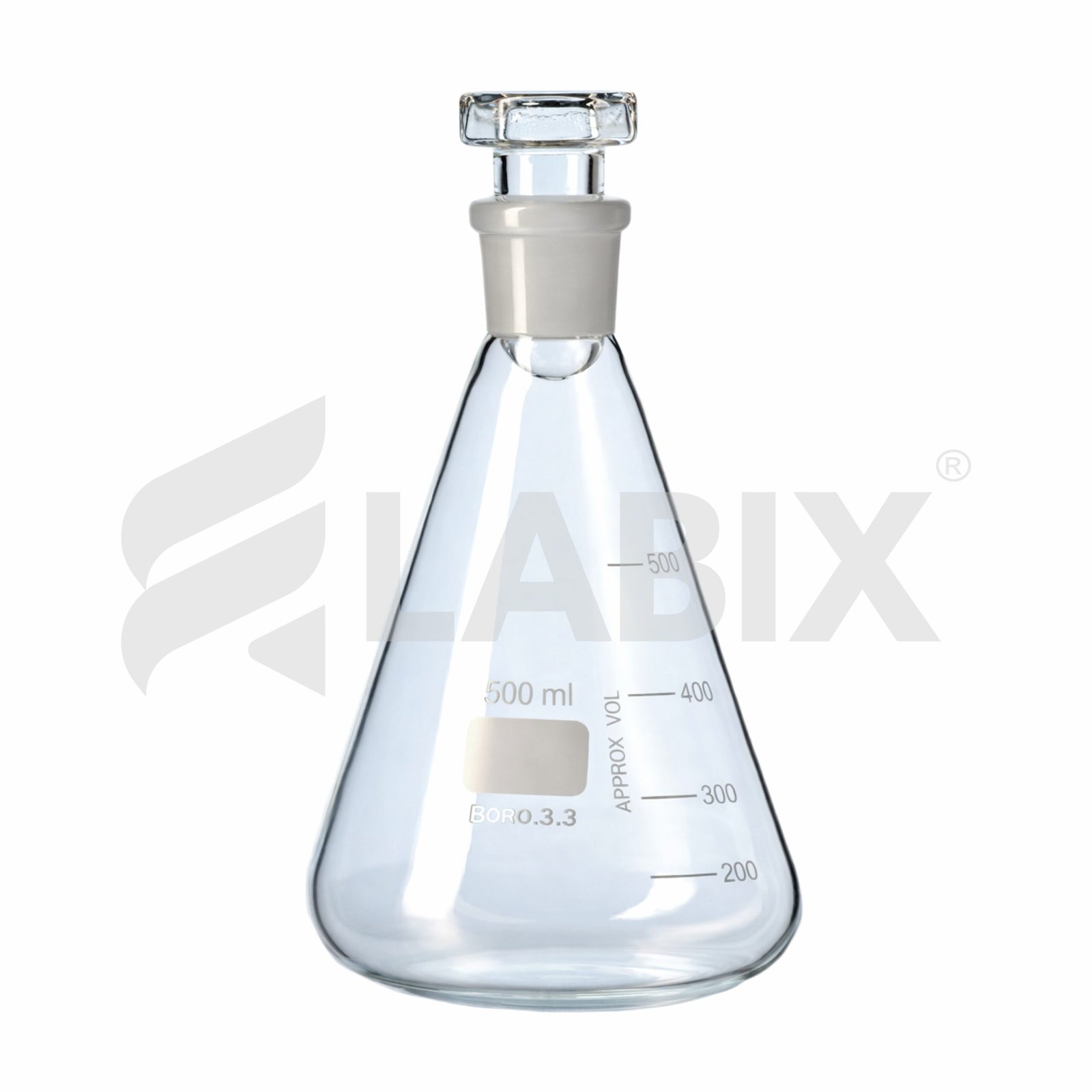 1205 Conical flask with interchangeable glass stopper for laboratory use
