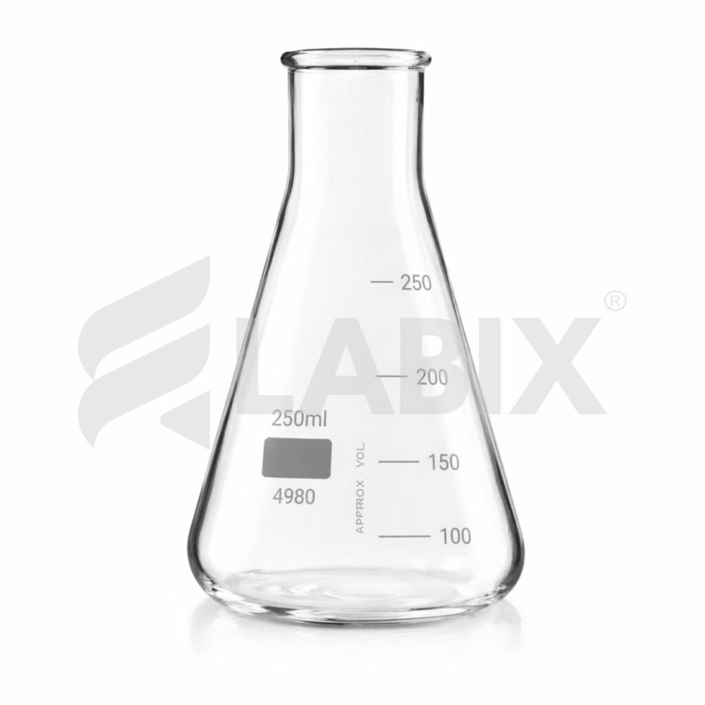 Erlenmeyer conical flask wide mouth for laboratory use