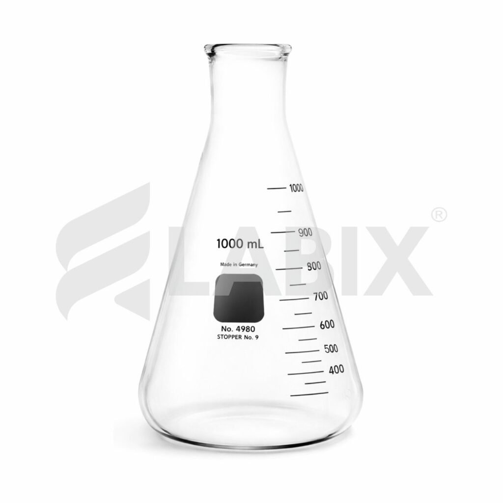 Conical flask without rim for laboratory use
