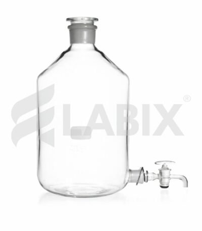 Schlenk type round or flat bottom flask with side arm glass key stopcock and socket