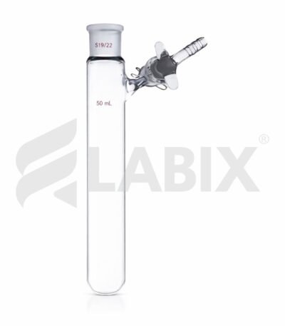 Schlenk type test tube with side arm socket and stopper for laboratory use