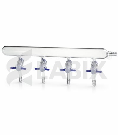 Double bank glass vacuum manifold Schlenk type with high vacuum glass key stopcocks