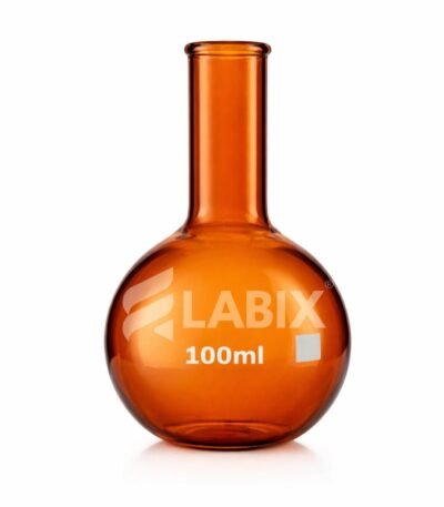 Amber colour boiling flask round and flat bottom for laboratory heating