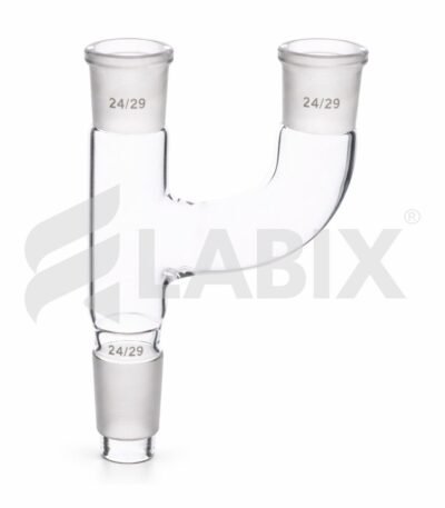 Multiple glass adapter with two parallel necks for laboratory setups