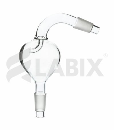 Pear shaped sloping splash head for laboratory distillation assemblies