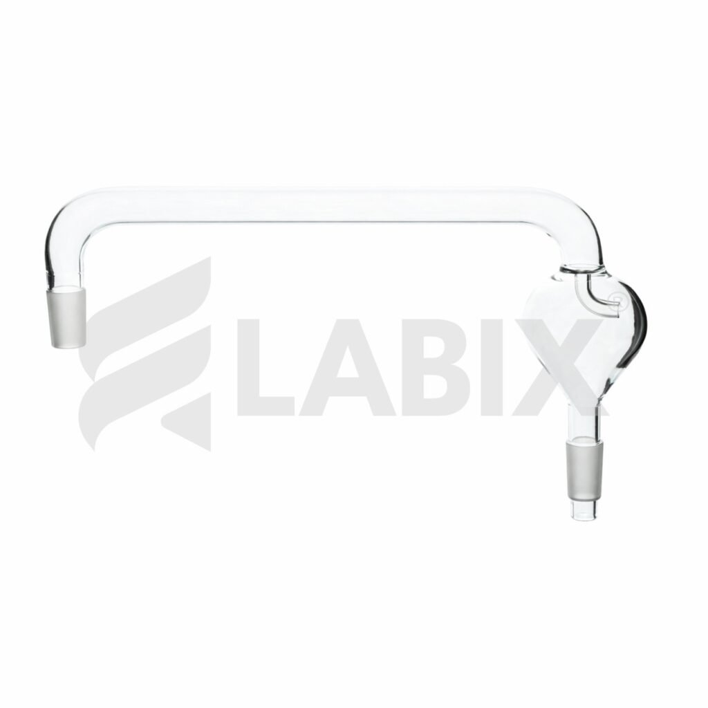 Pear shaped vertical splash head for laboratory distillation assemblies